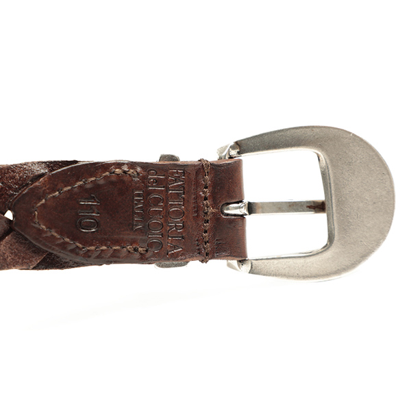 FATTORIA del CUOIO ファットリア デル クオイオ メンズ ベルト イントレチャート レザー シルバーバックル 25mm幅  LEATHER WESTERN MESH BELT CHOCO/ダークブラウン｜FATTORIA del CUOIO｜菅原靴店